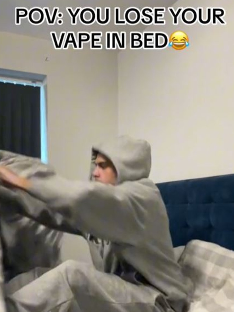 They get upset when they lose their vapes in bed. Picture: TikTok/1starzyyy