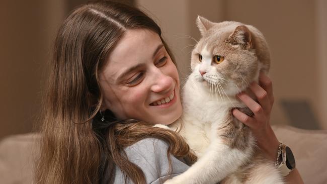 South Australia’s cutest cat of 2024 – Luna-Marie, aka Looney Tunes with 14 year old Ella. Picture: Keryn Stevens