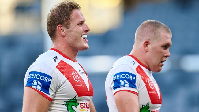 SYDNEY, AUSTRALIA - FEBRUARY 20: George Burgess of the Dragons looks on during the NRL Trial Match between the Parramatta Eels and and St George Illawarra Dragons at CommBank Stadium on February 20, 2022 in Sydney, Australia. (Photo by Brett Hemmings/Getty Images)