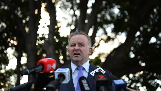 Labor leader contender and member for Grayndler Anthony Albanese speaks to the media in Sydney, Thursday, May 23, 2019. Mr Albanese is currently running unopposed for the Labor leadership after Jim Chalmers announced he would not run. Picture: AAP Image/Dean Lewins