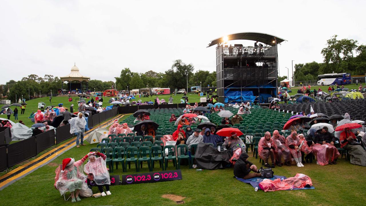 Sealink Carols by Candlelight at Elder Park. Low crowd numbers due to the weather. Picture: Brett Hartwig