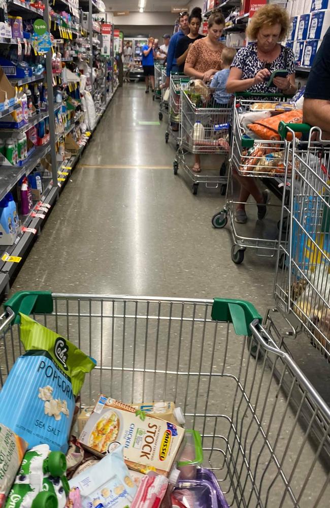 Shoppers waiting to get the registers at Moorooka: Source: Facebook