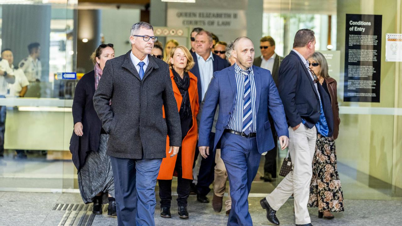 Family members of Kate Leadbetter and Matt Field attend court for the sentencing of the teen who killed them. Picture: Richard Walker