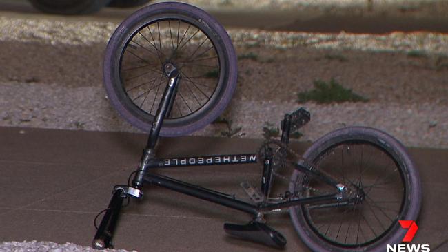 A boy has been critically injured after the bike he was riding was allegedly struck by a car at Moana. Picture: 7NEWS