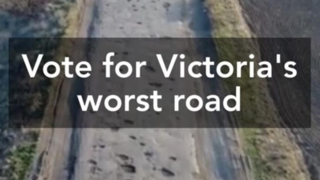 The stock footage that was used of the damaged road in Ukraine for the state opposition's campaign. Picture: Supplied