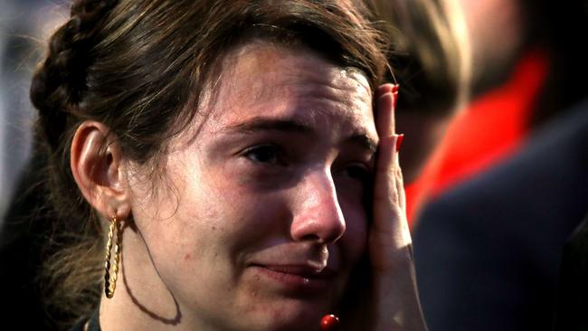 A woman reacts as she watches results at Hillary Clinton's election night event at the Jacob K. Javits Convention Center. Picture: Win McNamee/Getty Images/AFP