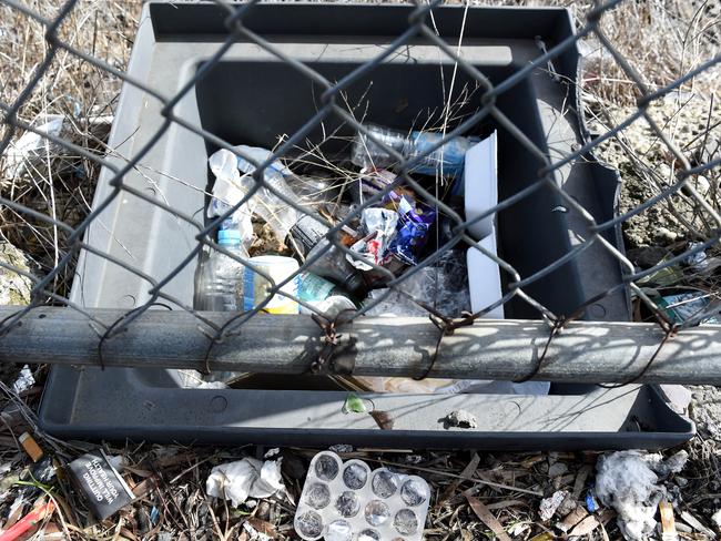 Rubbish is everywhere at the station. Picture: Kylie Else