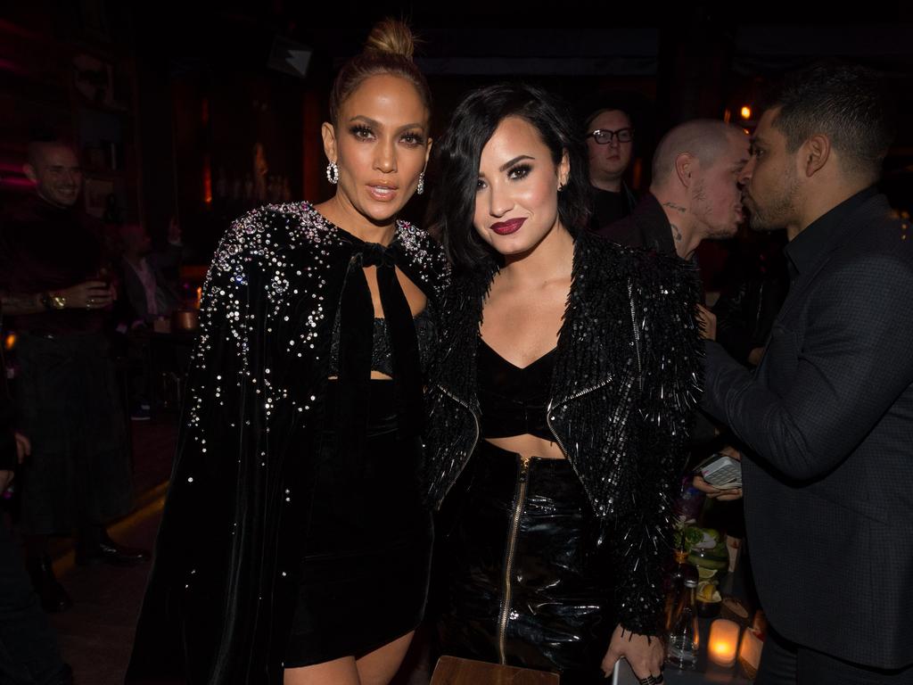 Jennifer Lopez and Demi Lovato attend Jennifer Lopez’s 2015 American Music Awards After Party on November 22, 2015 in Los Angeles, California. Picture: Getty