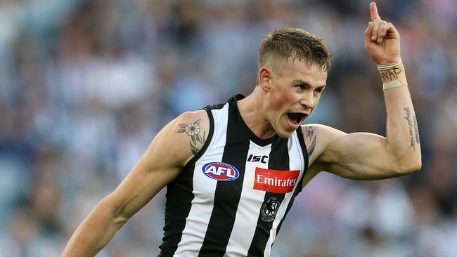 Collingwood's Ben Crocker celebrates a goal. Pic: Michael Klein