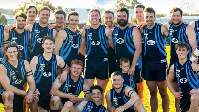 Harley Reid (middle) kicked 155 goals as a 14-year-old at Tongala in 2019. He played his ‘farewell’ game for the club’s seniors this year. Picture: Facebook