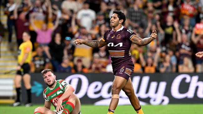 Former Bronco Albert Kelly has secured an NRL lifeline, signing with the Redcliffe Dolphins for 2023. Picture: Getty Images.