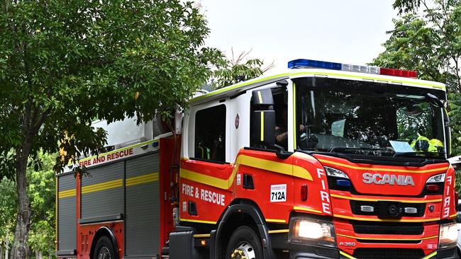 Emergency vehicles included Queensland Fire and Rescue at Mossman Gorge visitor centre on Friday afternoon. Picture Emily Barker.