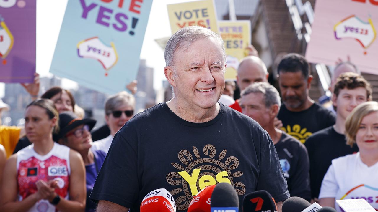 The PM launched the official Yes campaign in Adelaide today. Picture: NCA NewsWire/ Sam Ruttyn