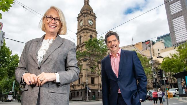 Melbourne City Lord Mayor Sally Capp and Deputy Lord Mayor Nicholas Reece at Town Hall. Picture: Jason Edwards