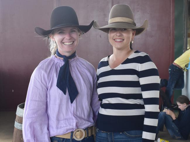 Marlborough's Cassandra Knott and Emerald's Millie Griffin at the 23rd annual Paradise Lagoons Campdraft on May 10, 2025.