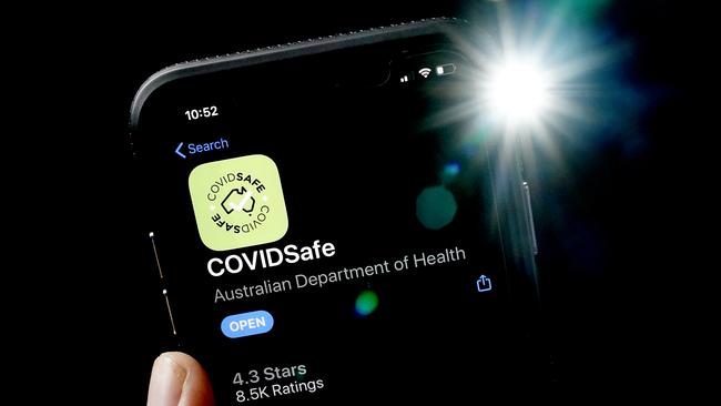 An iPhone displays the CovidSafe app released by the Australian government in April. Picture: AAP.