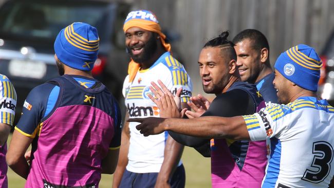 Semi Radradra (centre) has re-joined Parramatta camp. Picture: John Grainger