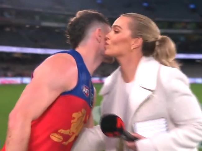 Lachie Neale and Abbey Holmes. Photo: Channel 7.