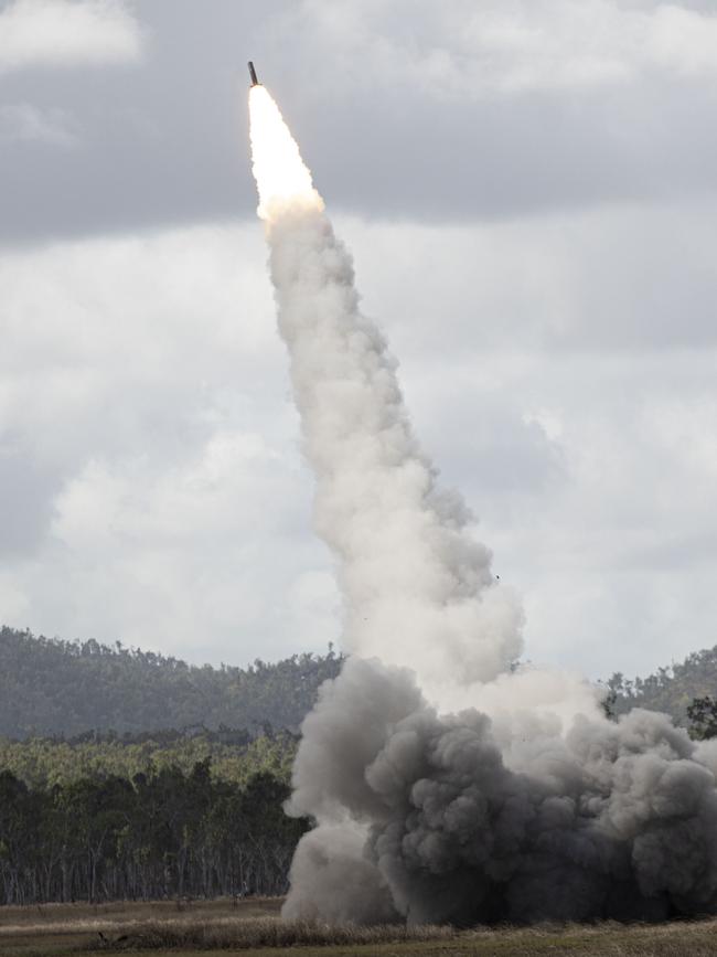 A rocket is fired during joint exercises at Shoalwater Bay Training. Picture: Sgt Nicolas A. Cloward