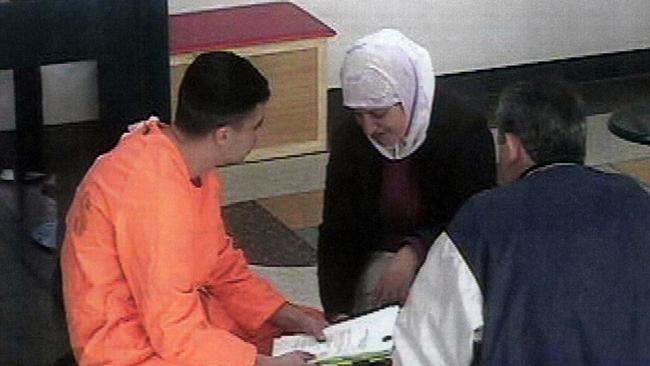 Bilal Skaf pictured with relatives in Goulburn Jail in 2002.