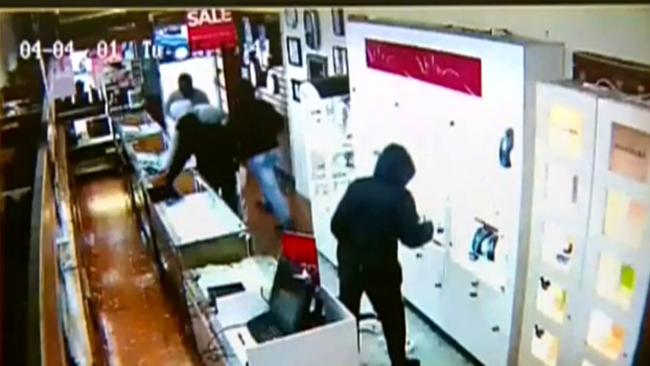 CCTV of the armed robbery in Elsternwick jewellery store. Picture: Channel 9.