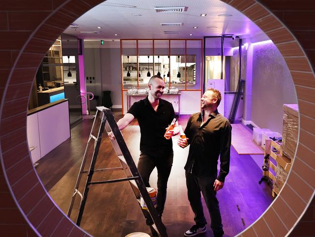 JUJU is the latest offering coming to the space formerly occupied by much-loved Greek restaurant and bar Hellenika, and owners Cody Beck and Trent Redman share a drink before starting the fitout..  Picture Glenn Hampson