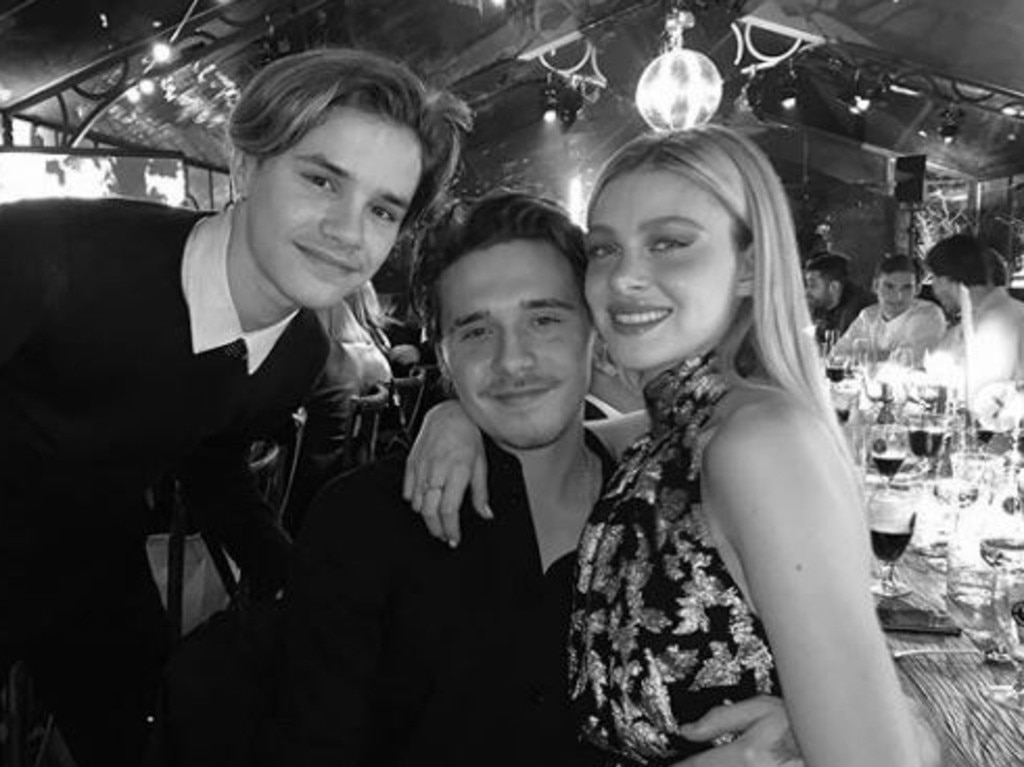 Brooklyn Beckham at his 21st birthday with brother, Romeo, and girlfriend, Nicola Peltz. Picture: Instagram