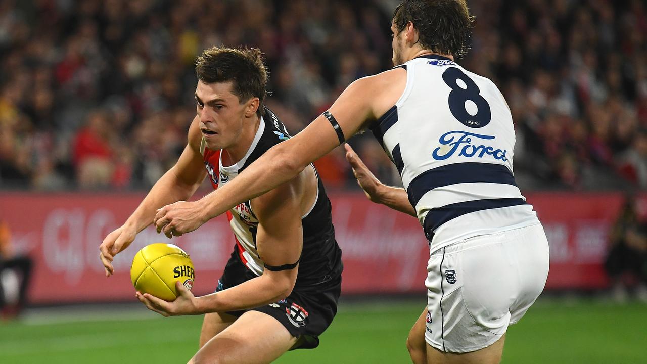 Jack Steele hurt his shoulder in St Kilda’s win over Geelong.