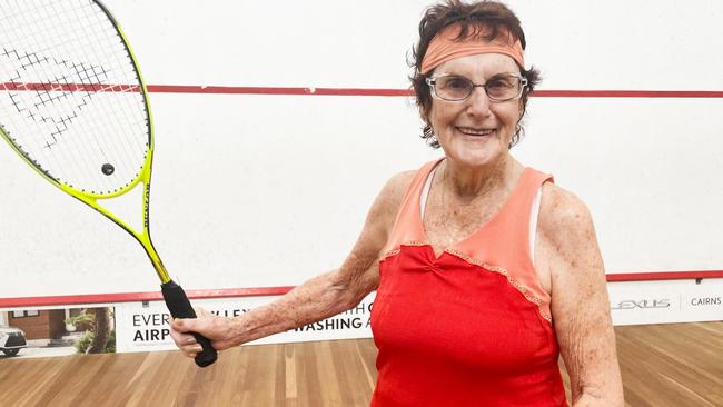 Cairns squash dynamo, Eunice Neale, 82, said her twice-weekly games keep her happy and healthy. Picture: Alison Paterson