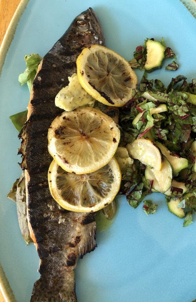 Grilled rainbow trout and sorrel butter at Watervale Hotel, Clare Valley