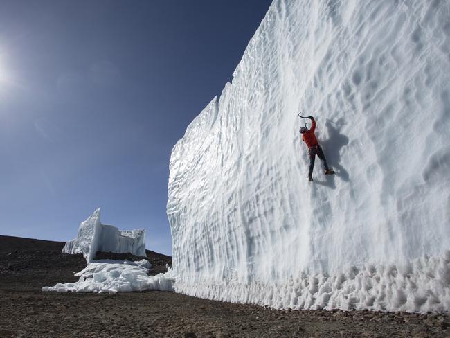 It’s nearly gone ... Will Gadd  says he was shocked by the lack of ice on Mount Kilimanjaro. Picture: Christian Pondella/Red Bull Content Pool