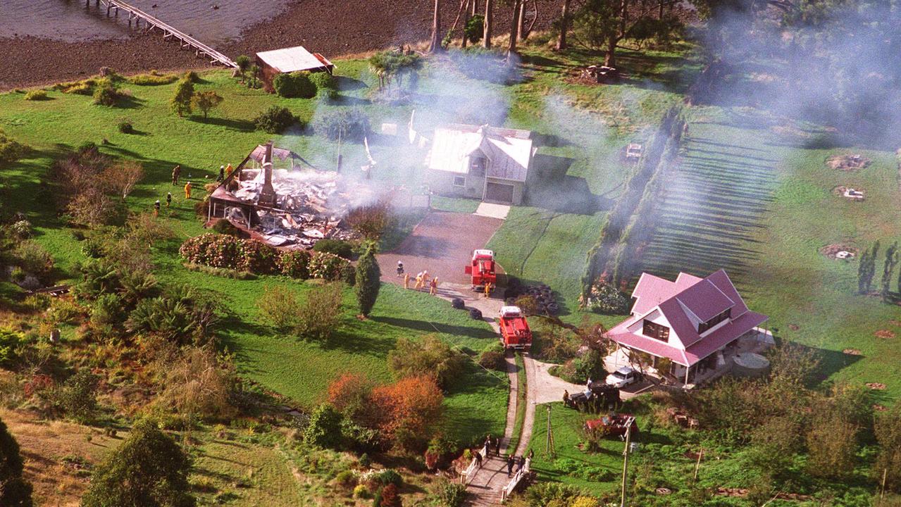 Aerial of Seascape Cottage which Martin Bryant set alight after murdering three people inside during his rampage through the historic tourist spot in April 1996.