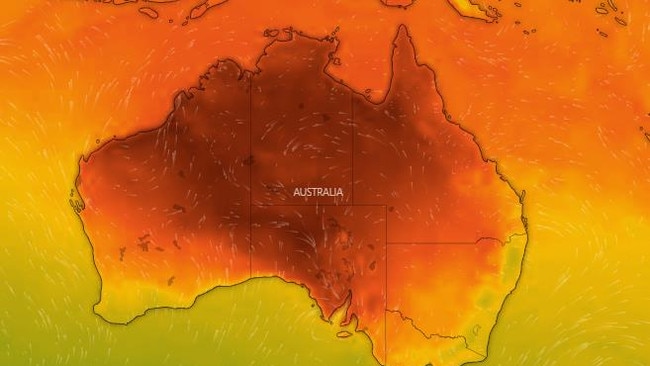 The heatwave has blasted parts of the nation. Picture: Windy