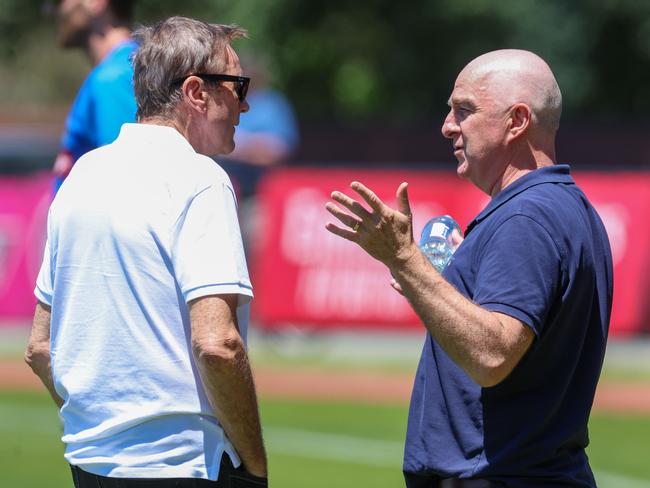 MELBOURNE, AUSTRALIA - JANUARY 11 2024Collingwood President Jeff Browne and Graham Wright a at Collingwood training session as Collingwood returns to training for 2024.Picture: Brendan Beckett