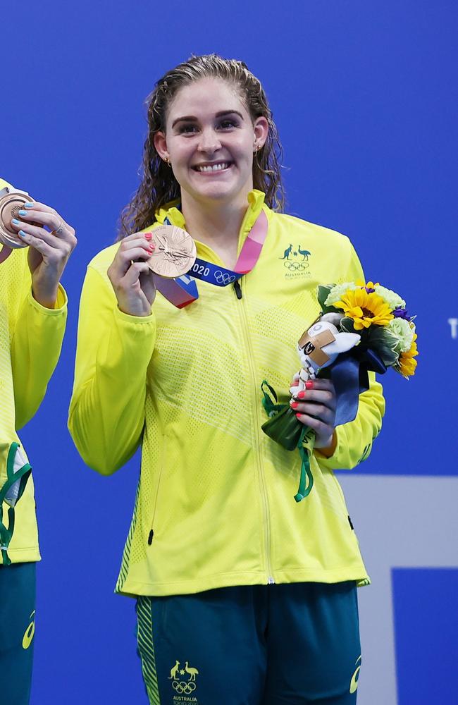 Leah Neale of Team Australia poses with the bronze medal for the Women's 4 x 200m Freestyle Relay Final on day six of the Tokyo 2020 Olympic Games at Tokyo Aquatics Centre on July 29, 2021. Picture: Tom Pennington / Getty Images