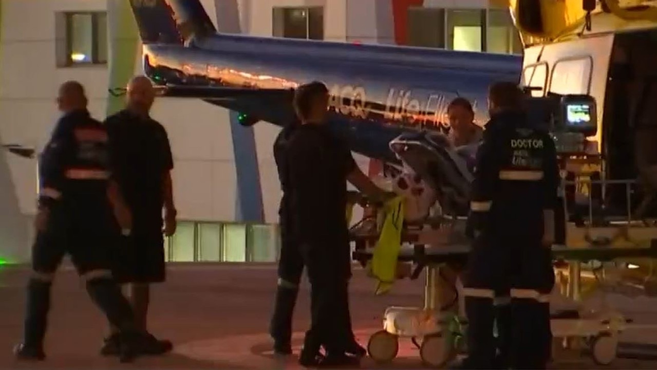 The Lifeflight helicopter landing at Hervey Bay Hospital. Photo: Channel 7