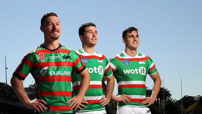 Josh Cook, right, with Damien Cook and Dean Hawkins.