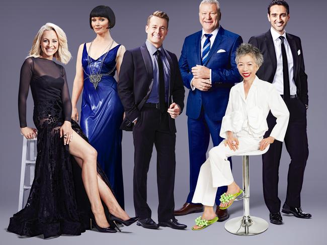 This year’s Gold Logie nominees: Carrie Bickmore, Essie Davis, Grant Denyer, Scott Cam, Lee Lin Chin and Waleed Aly. We don’t mean to spoil the illusion but they weren’t actually all in the same room for this photo.