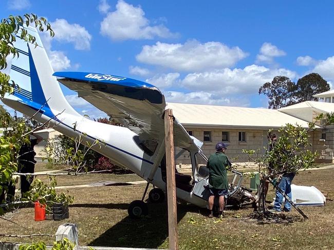 A woman was flown to hospital after a light plane crash at Cootharaba on Sunday morning. Photo: Supplied