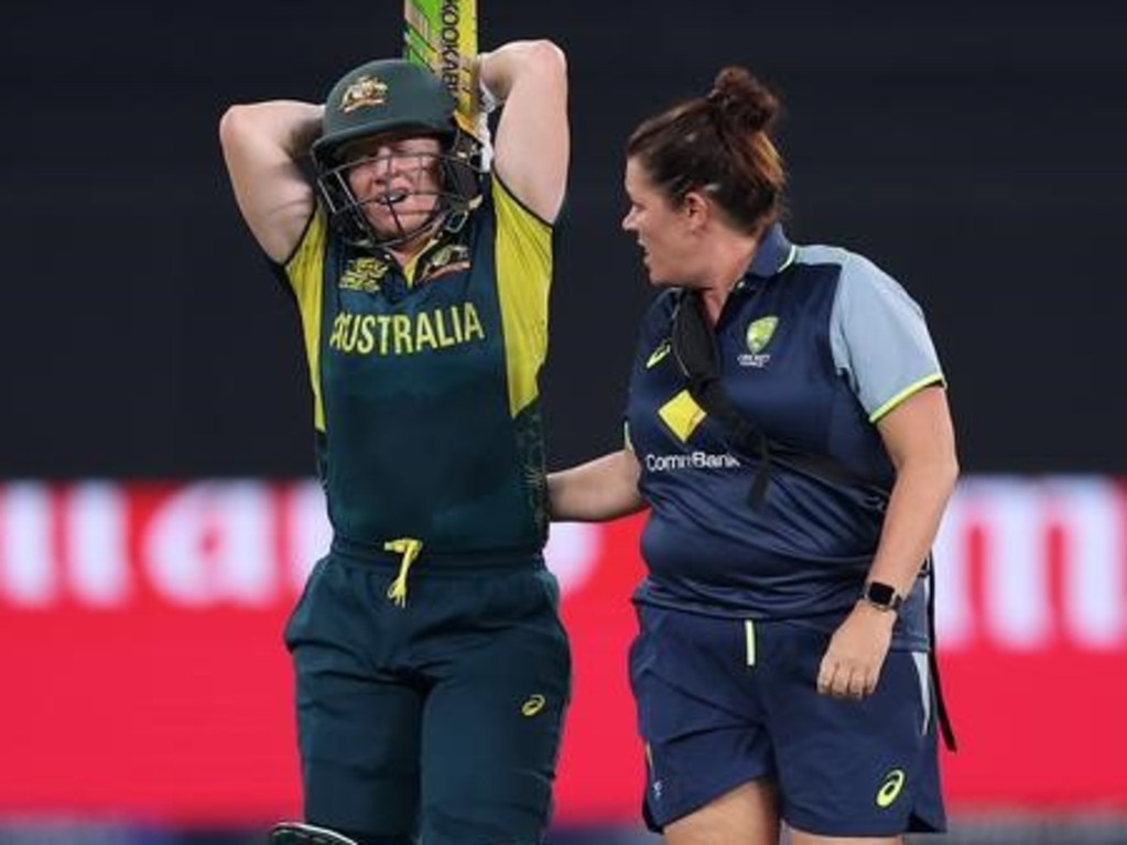 Alyssa Healy after being injured against Pakistan.