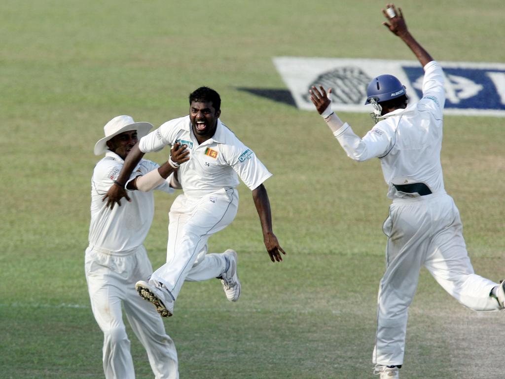 Muttiah Muralitharan (C) is cricket’s all-time leading wicket taker.