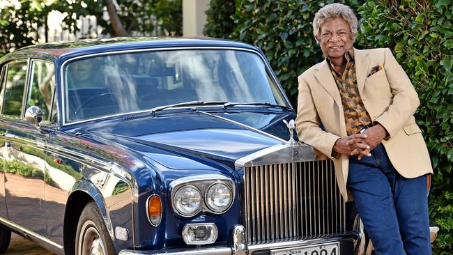 Entertainer Kamahl with his 1974 Silver Shadow Rolls Royce at his Warrawee home. Picture: Troy Snook