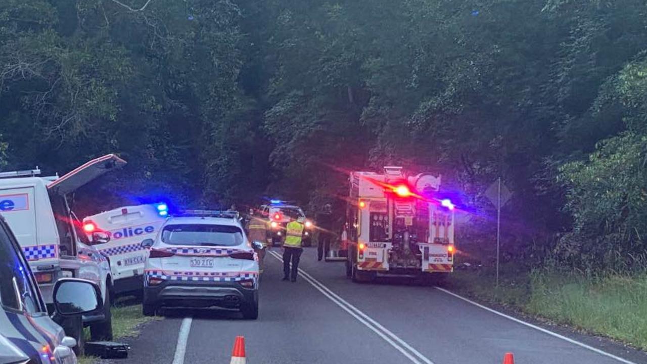 Paramedics rushed to save a man who suffered critical injuries in a motorbike crash on Lawnville Rd in Black Mountain. Picture: Eddie Franklin