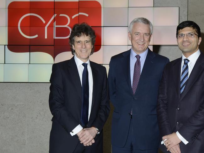 Jim Pettigrew, David Duffy and Nikhil Rathi at the debut of CYBG on the London Stock Exchange.