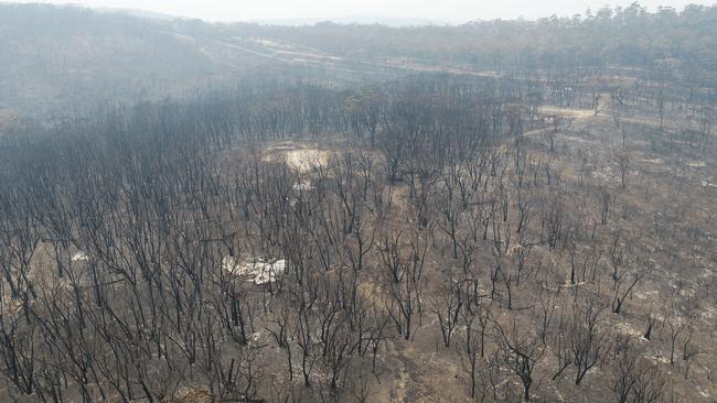 Rural Fire Service drone footage shows bushfire devastation in the Dargan area.