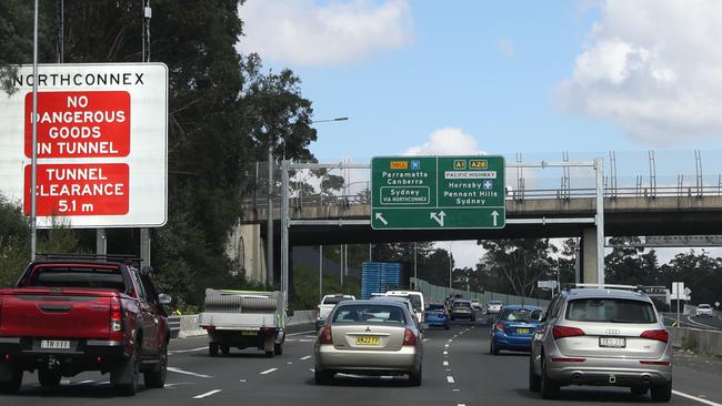 Southbound traffic heads into the Northconex tunnel on Easter Monday.