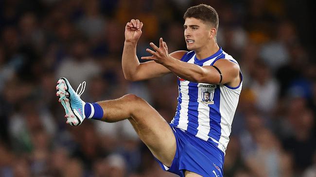 The move to defence worked a treat for Harry Sheezel and the Roos. Picture: Michael Klein