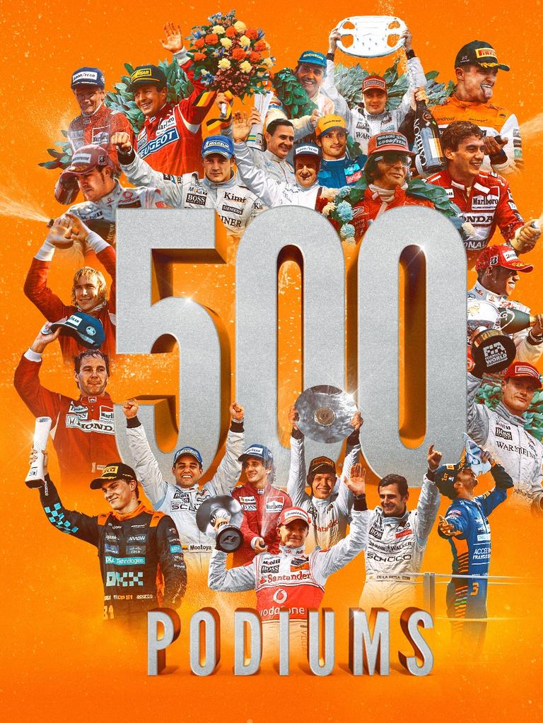 The graphic made up by McLaren Racing celebrating 500 podiums, with Button nowhere to be seen. Photo: Twitter