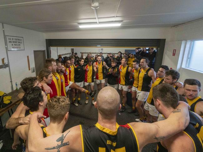 Southern league Div 1: St Paul's v Cheltenham.  Cheltenham players singing the song.  Picture: Valeriu Campan