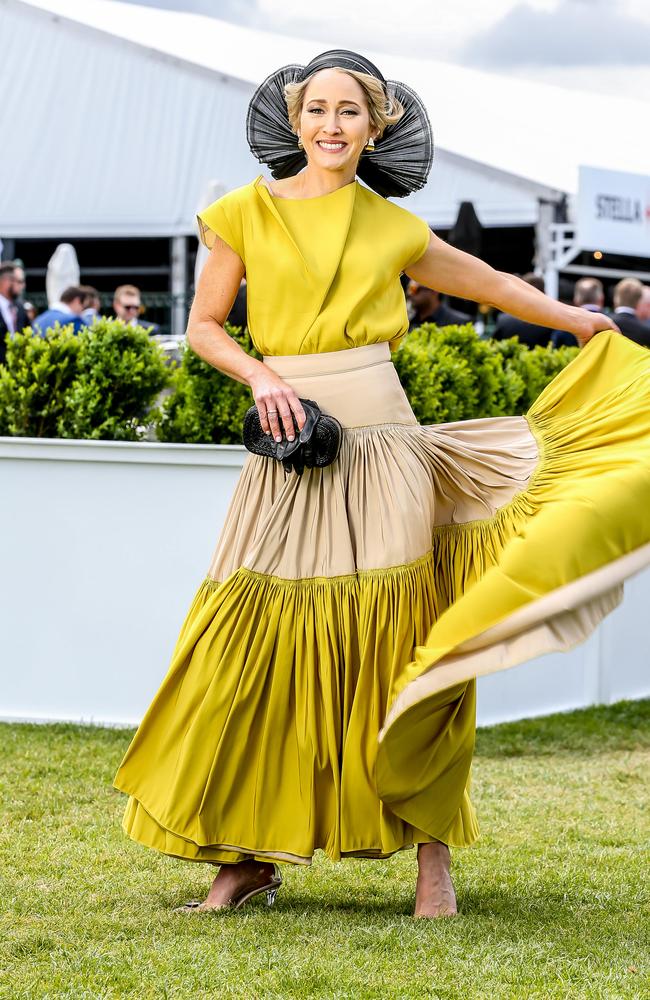 Carle Rutledge’s outfit features a highly swish-able skirt. Picture: Tim Carrafa